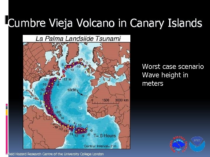 Cumbre Vieja Volcano in Canary Islands Worst case scenario Wave height in meters Benfield