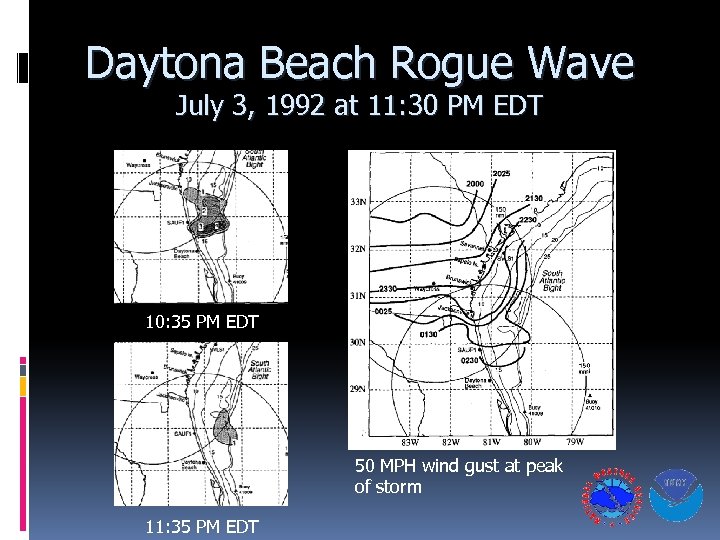 Daytona Beach Rogue Wave July 3, 1992 at 11: 30 PM EDT 10: 35