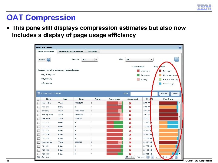 OAT Compression § This pane still displays compression estimates but also now includes a