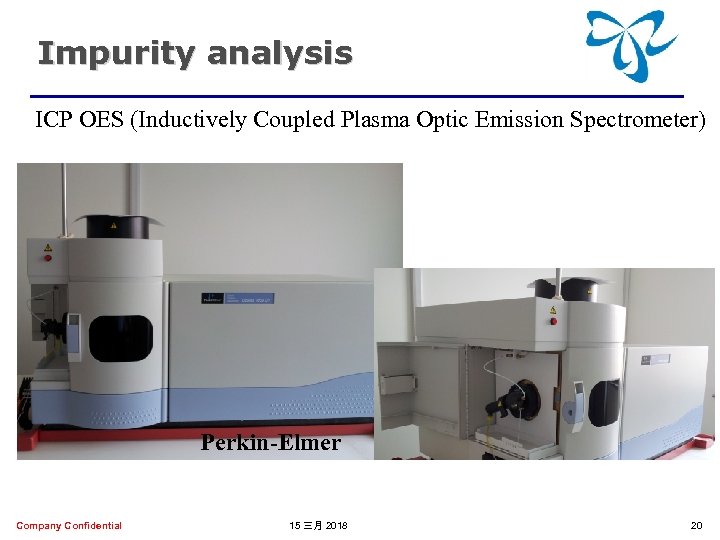 Impurity analysis ICP OES (Inductively Coupled Plasma Optic Emission Spectrometer) Perkin-Elmer Company Confidential 15