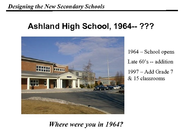 Designing the New Secondary Schools Ashland High School, 1964 -- ? ? ? 1964