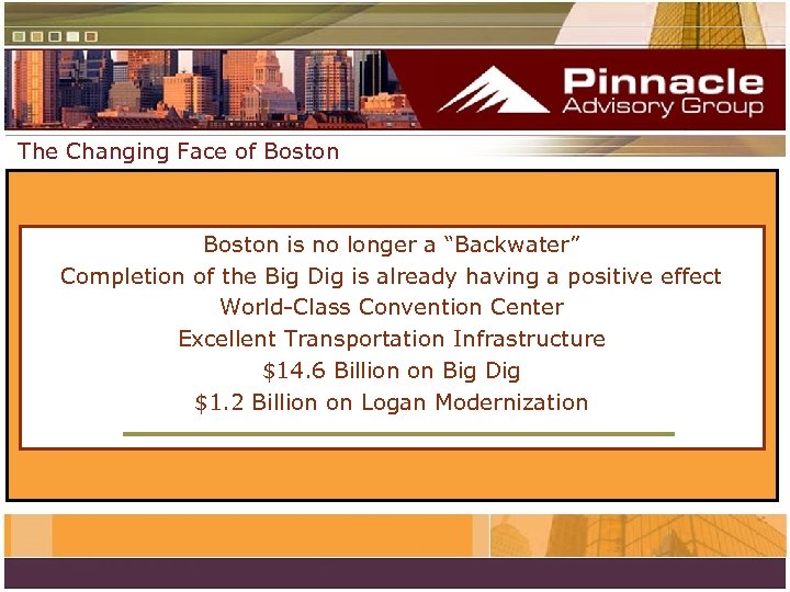 The Changing Face of Boston is no longer a “Backwater” Completion of the Big