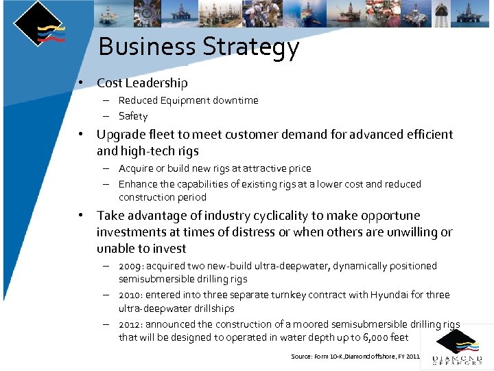 Business Strategy • Cost Leadership – Reduced Equipment downtime – Safety • Upgrade fleet