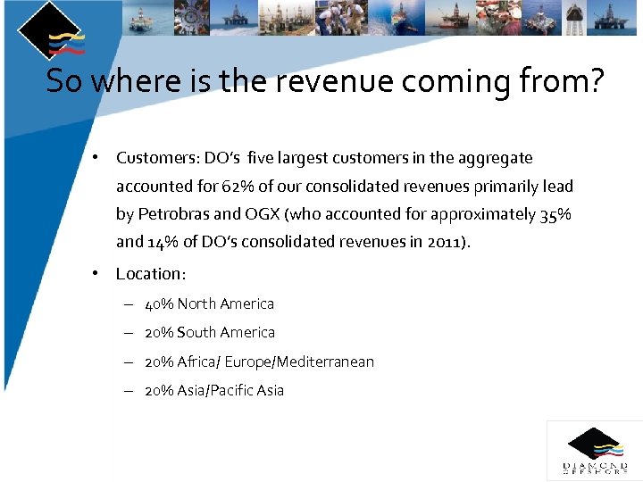 So where is the revenue coming from? • Customers: DO’s five largest customers in