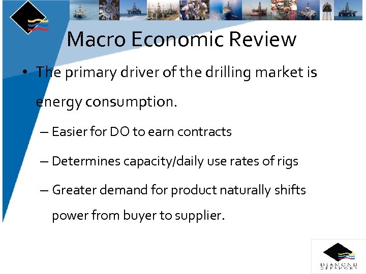 Macro Economic Review • The primary driver of the drilling market is energy consumption.