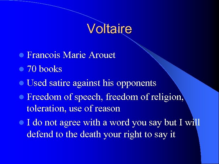 Voltaire l Francois l 70 Marie Arouet books l Used satire against his opponents