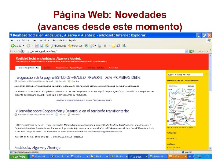 Página Web: Novedades (avances desde este momento) 