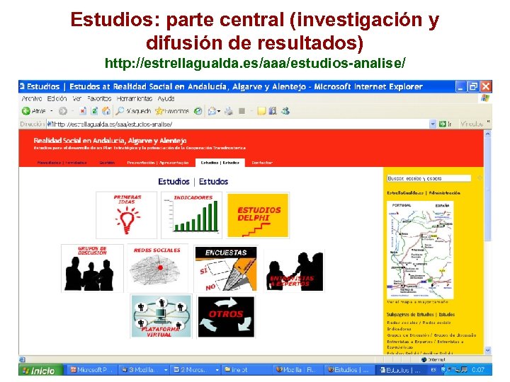 Estudios: parte central (investigación y difusión de resultados) http: //estrellagualda. es/aaa/estudios-analise/ 