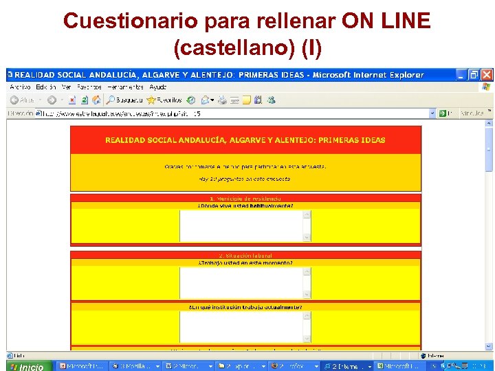 Cuestionario para rellenar ON LINE (castellano) (I) 