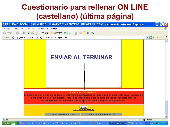 Cuestionario para rellenar ON LINE (castellano) (última página) ENVIAR AL TERMINAR 