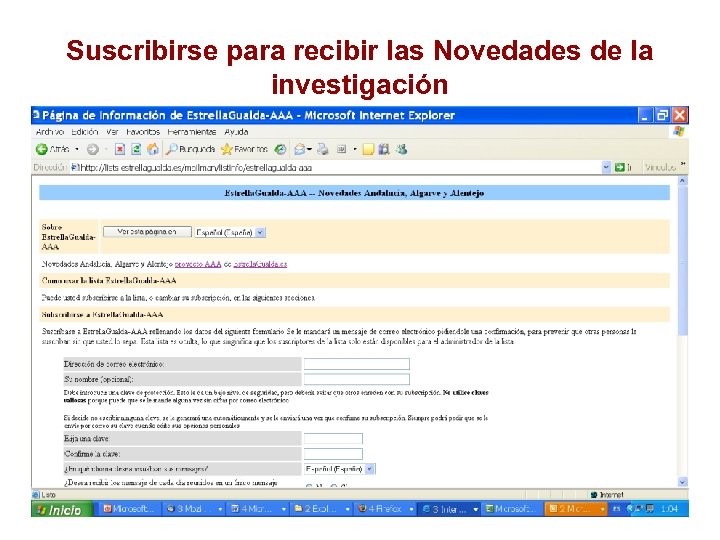 Suscribirse para recibir las Novedades de la investigación 