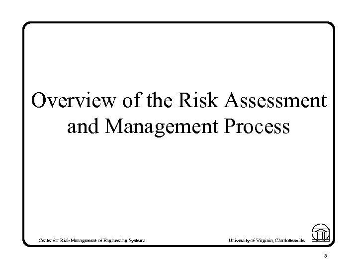 Overview of the Risk Assessment and Management Process Center for Risk Management of Engineering