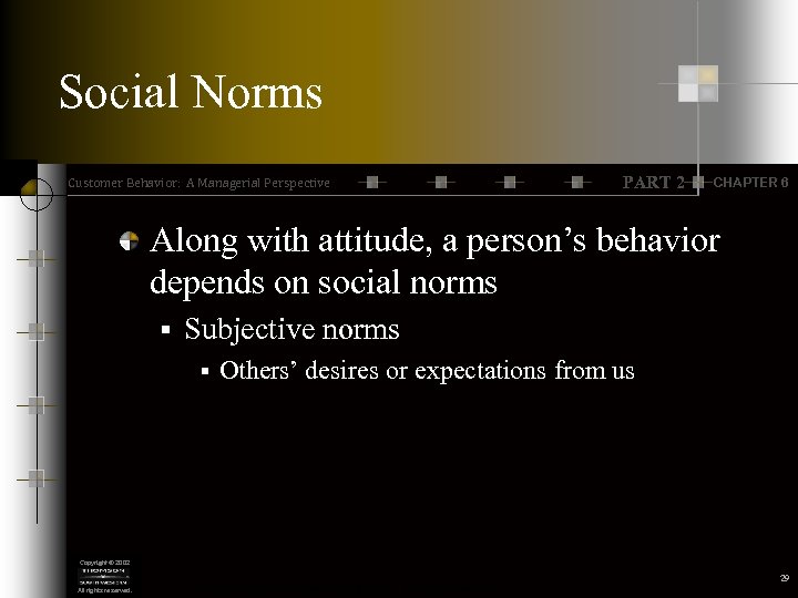 Social Norms Customer Behavior: A Managerial Perspective PART 2 CHAPTER 6 Along with attitude,