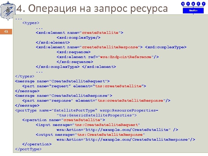 4. Операция на запрос ресурса 43 . . . <types>. . . <xsd: element