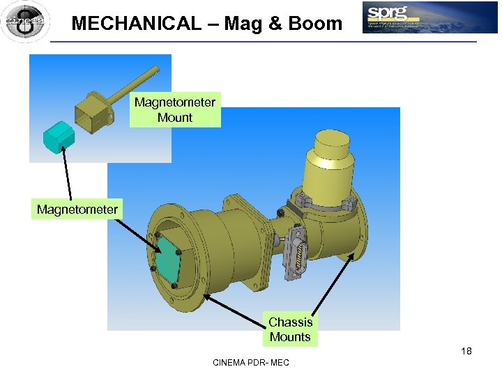 MECHANICAL – Mag & Boom Magnetometer Mount Magnetometer Chassis Mounts 18 CINEMA PDR- MEC