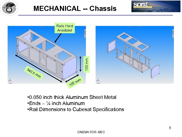 MECHANICAL -- Chassis 34 0. 5 100 mm Rails Hard Anodized mm m 00