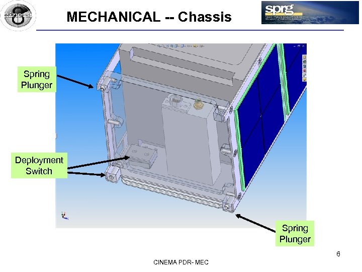 MECHANICAL -- Chassis Spring Plunger Deployment Switch Spring Plunger 6 CINEMA PDR- MEC 