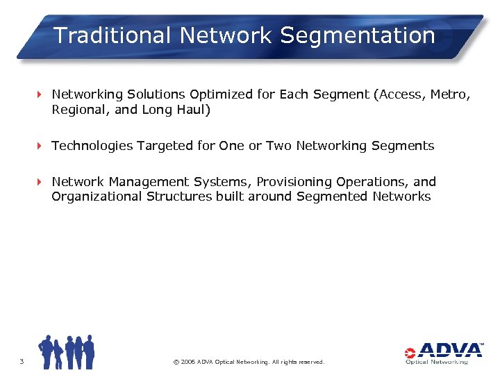 Traditional Network Segmentation 4 Networking Solutions Optimized for Each Segment (Access, Metro, Regional, and