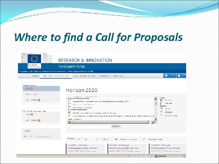 Where to find a Call for Proposals 