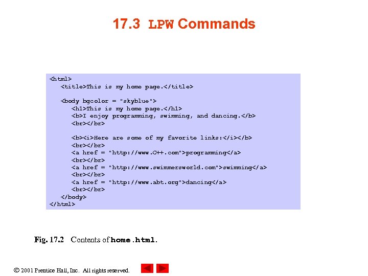 17. 3 LPW Commands <html> <title>This is my home page. </title> <body bgcolor =