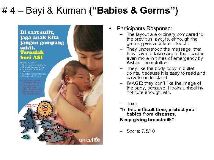 # 4 – Bayi & Kuman (“Babies & Germs”) • Participants Response: – The