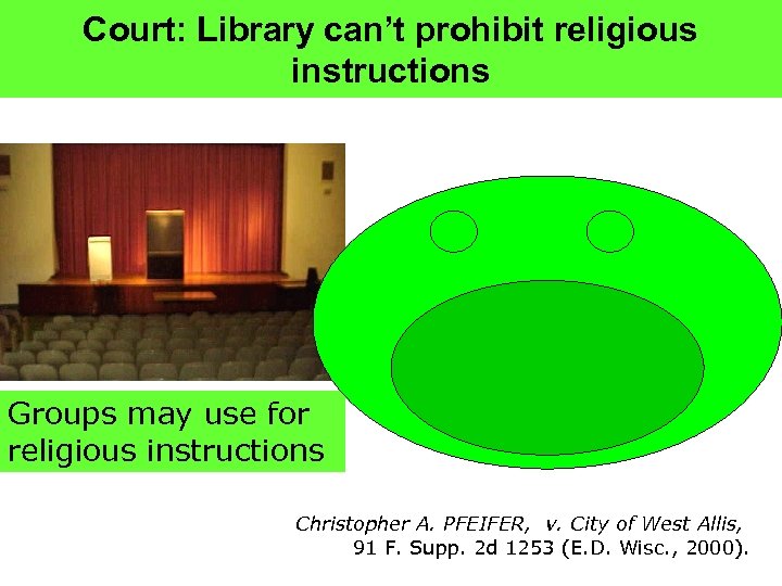 Court: Library can’t prohibit religious instructions Groups may use for religious instructions Christopher A.