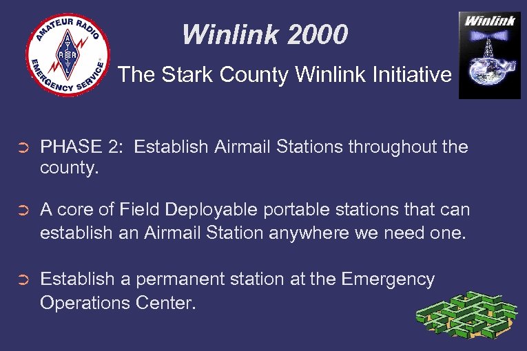 Winlink 2000 The Stark County Winlink Initiative ➲ PHASE 2: Establish Airmail Stations throughout