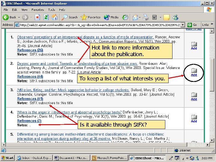 Hot link to more information about the publication. To keep a list of what