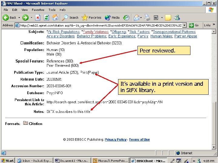 Peer reviewed. It’s available in a print version and in St. FX library. 
