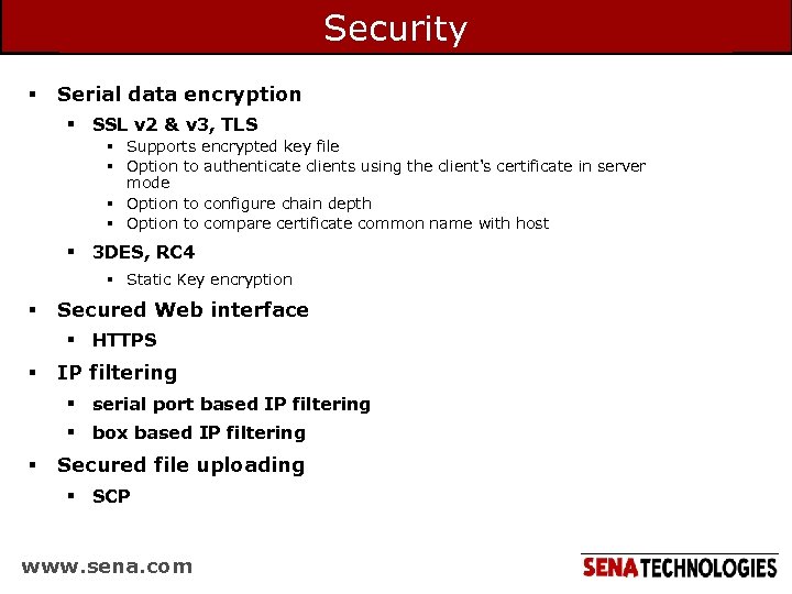 Security § Serial data encryption § SSL v 2 & v 3, TLS §