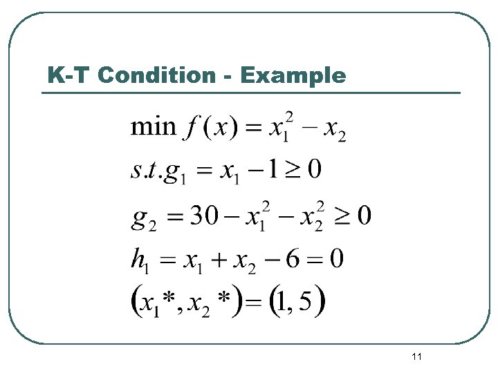 K-T Condition - Example 11 