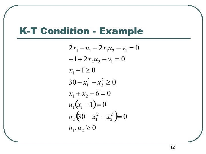 K-T Condition - Example 12 
