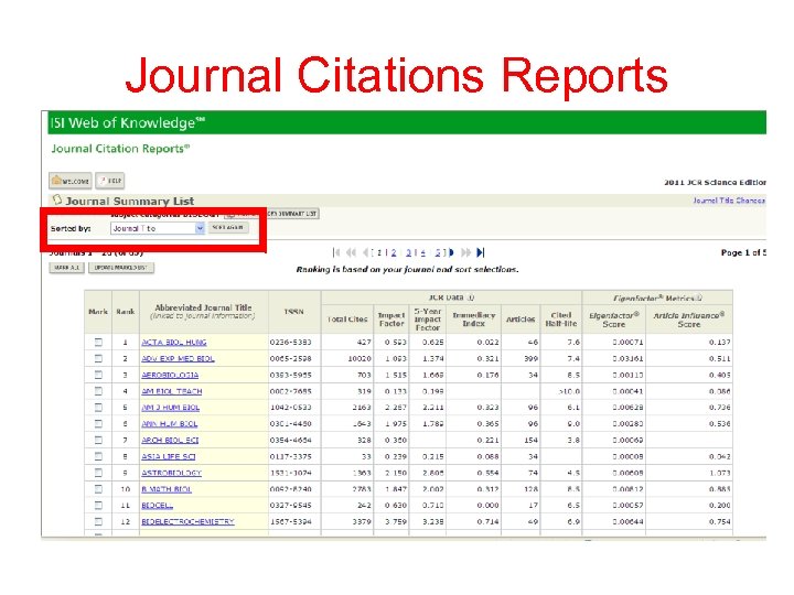 Journal Citations Reports 