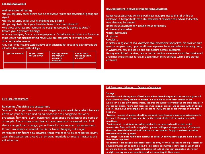 Fire Risk Assessment Maintenance and Testing • Do you regularly check all fire doors