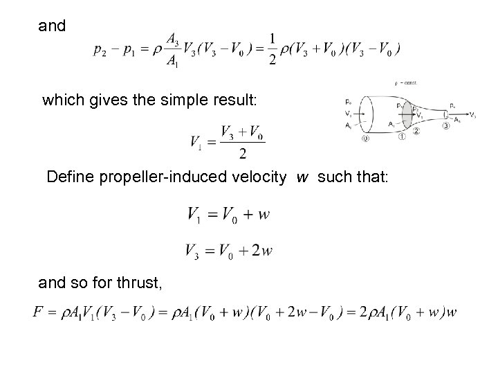 and which gives the simple result: Define propeller-induced velocity w such that: and so