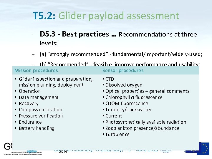 T 5. 2: Glider payload assessment D 5. 3 - Best practices … Recommendations