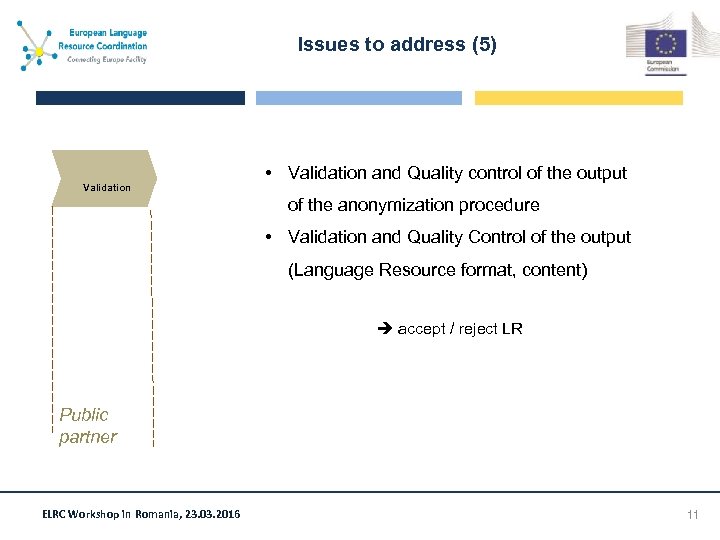 Issues to address (5) Validation • Validation and Quality control of the output of