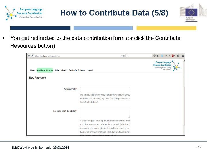 How to Contribute Data (5/8) • You get redirected to the data contribution form