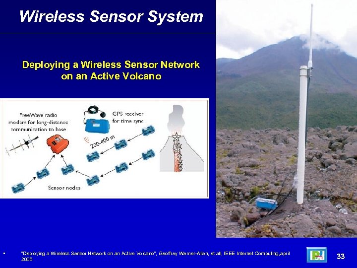 Wireless Sensor System Deploying a Wireless Sensor Network on an Active Volcano • “Deploying
