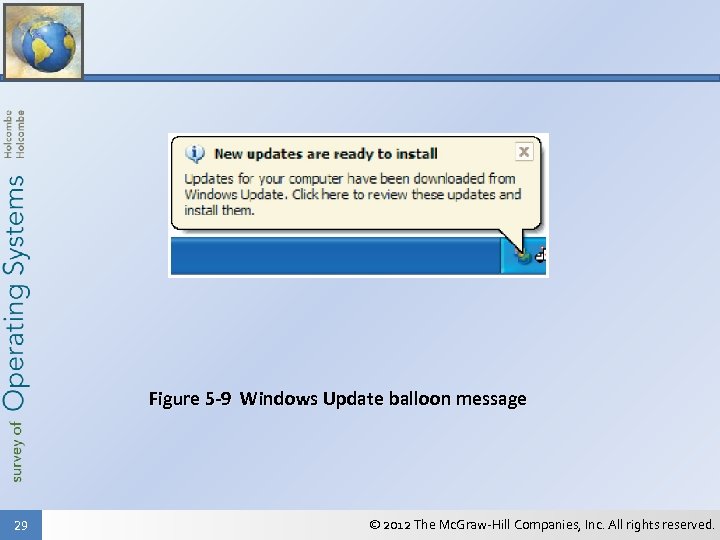 Figure 5 -9 Windows Update balloon message 29 © 2012 The Mc. Graw-Hill Companies,