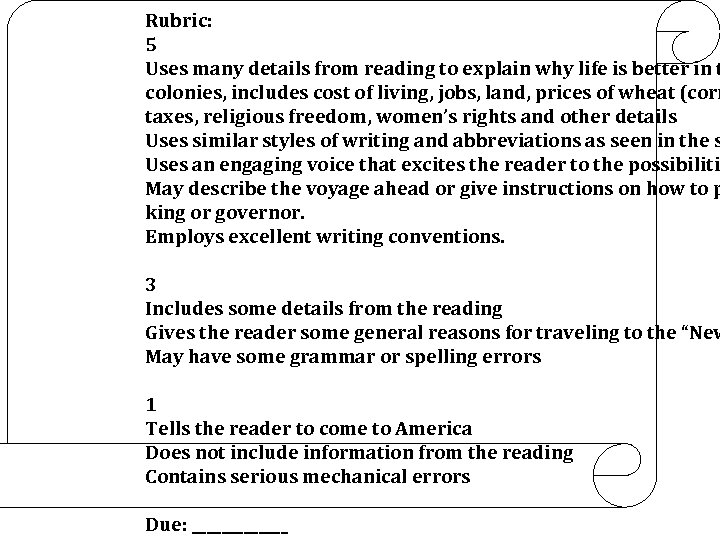 Rubric: 5 Uses many details from reading to explain why life is better in