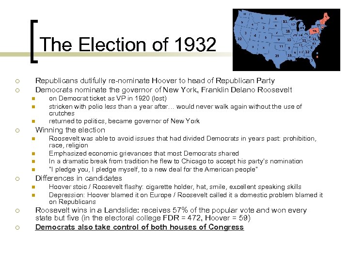 The Election of 1932 ¡ ¡ Republicans dutifully re-nominate Hoover to head of Republican
