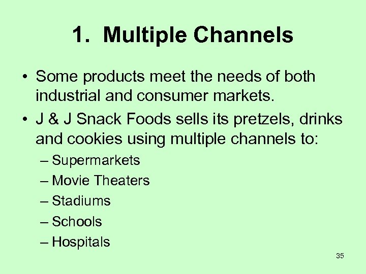 1. Multiple Channels • Some products meet the needs of both industrial and consumer