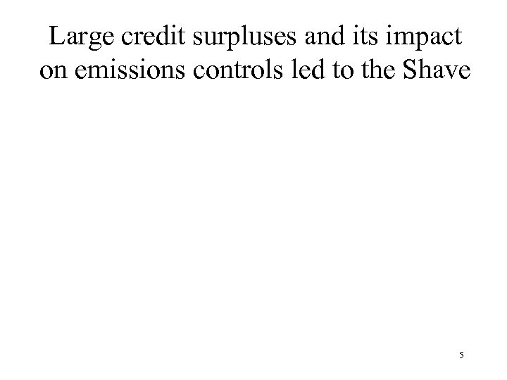Large credit surpluses and its impact on emissions controls led to the Shave 5