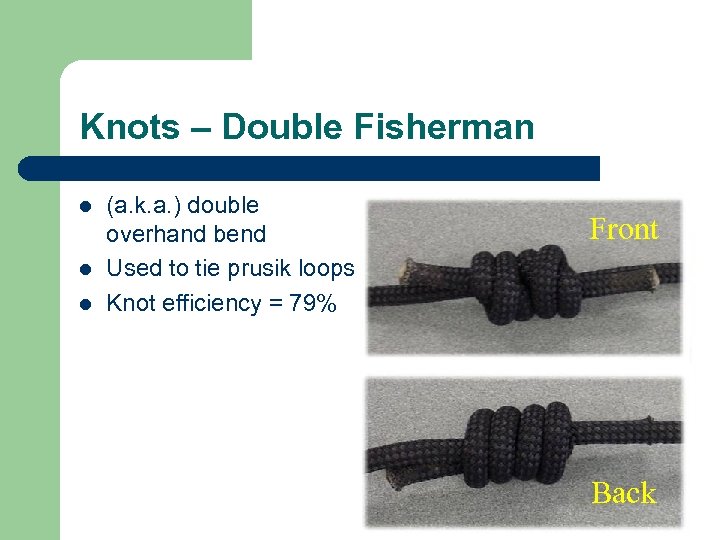 Knots – Double Fisherman l l l (a. k. a. ) double overhand bend