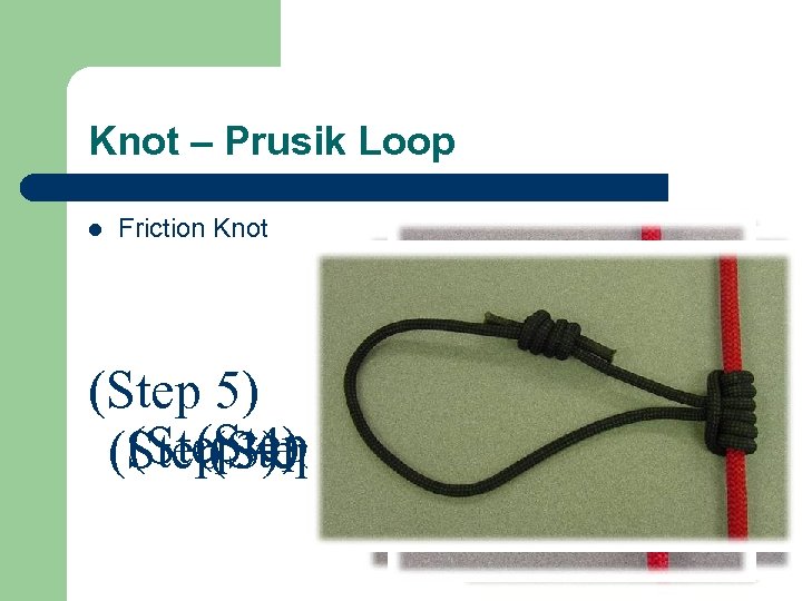 Knot – Prusik Loop l Friction Knot (Step 5) (Step 4) 1) (Step 3)