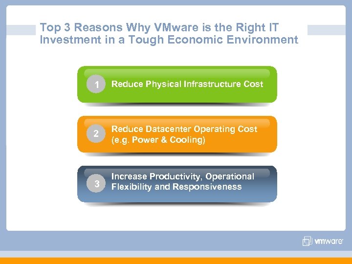 Top 3 Reasons Why VMware is the Right IT Investment in a Tough Economic