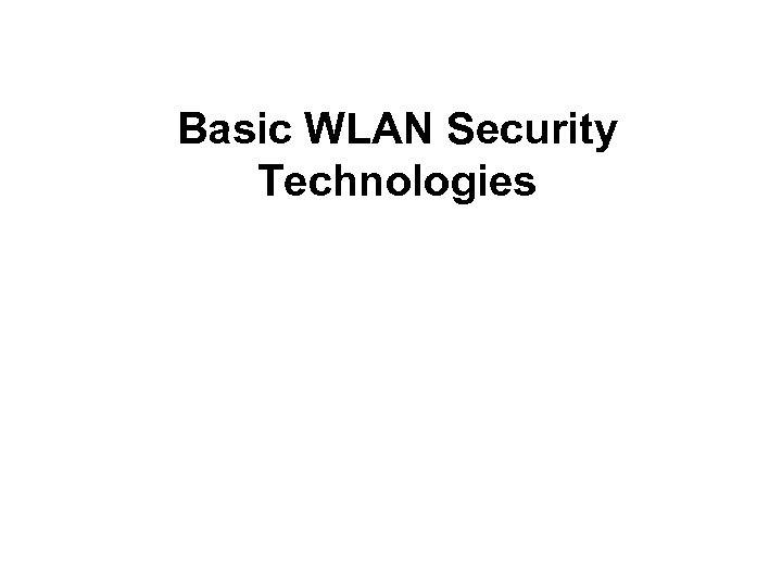 Basic WLAN Security Technologies 