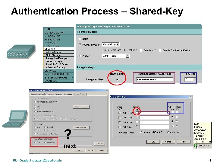 Authentication Process – Shared-Key ? next Rick Graziani graziani@cabrillo. edu 41 