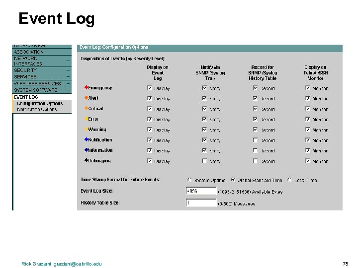 Event Log Rick Graziani graziani@cabrillo. edu 75 